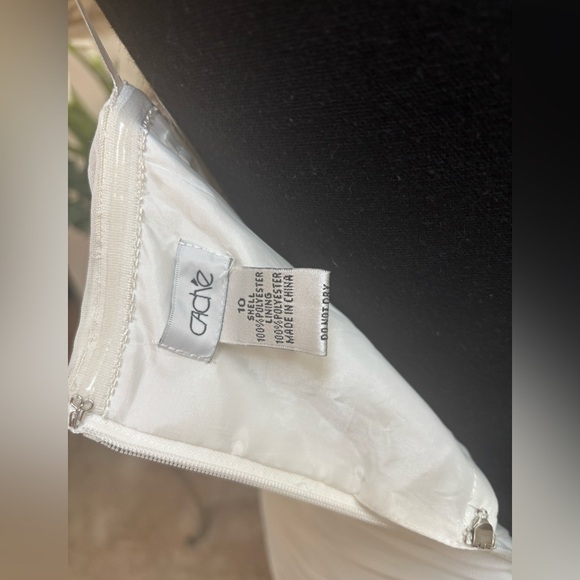 CACHE STRAPLESS GOLD BEADED RHINESTONE RESORT FORMAL WEDDING MINI DRESS SZ 12 - Picture 11 of 15